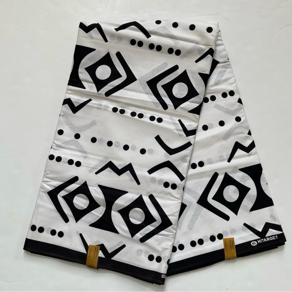 Black and White Multicolor Tribal Print Cotton Fabric